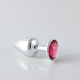 Plug Anal Prata no Tamanho "P" em ABS Atóxico com Formato Cônico e Detalhe de Joia - Hard Less | 6 x 2,6 cm | Disponível em 5 cores