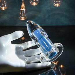 Plug Anal Recarregável Transparente com 10 Modos de Vibração e Controle Remoto - Gender X Eletric Blue | 10,5 x 3,7 cm