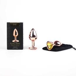 Plug Anal Rose no Tamanho "M" com Pedra Brilhante na Base em Formato de Coração - Intt Toys | 7 x 3,3 cm | Disponível em 10 Cores