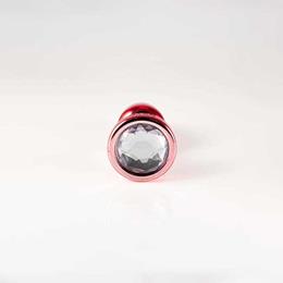 Foto 3 do produto Plug Anal Vermelho no Tamanho "P" em ABS Atóxico com Formato Cônico e Detalhe de Joia - Hard Less | 6 x 2,6 cm | Disponível em 5 Cores
