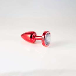 Foto 5 do produto Plug Anal Vermelho no Tamanho "P" em ABS Atóxico com Formato Cônico e Detalhe de Joia - Hard Less | 6 x 2,6 cm | Disponível em 5 Cores