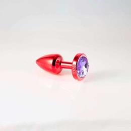 Foto 4 do produto Plug Anal Vermelho no Tamanho "P" em ABS Atóxico com Formato Cônico e Detalhe de Joia - Hard Less | 6 x 2,6 cm | Disponível em 5 Cores