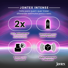 Preservativo Texturizado com Efeito Refrescante e Espessura Média - Jontex Intense | 2 Unidades