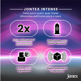 Preservativo Texturizado com Efeito Refrescante Mentolado e Vibratório - Jontex Intense | 4 Unidades