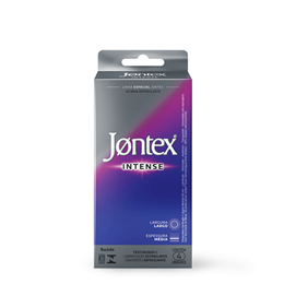 Preservativo Texturizado com Efeito Refrescante Mentolado e Vibratório - Jontex Intense | 4 Unidades