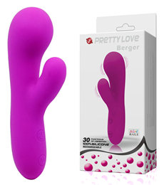 Vibrador Estimulador de Clítoris e Ponto G em Silicone com 30 Modos de Vibração e Recarregável - Pretty Love Berger - 14,5 x 3,8cm