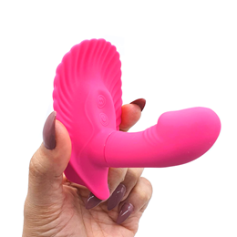 Estimulador em Forma de Concha com Mini Pênis Penetrável, 10 Modos de Vibração e Aplicativo - Pretty Love Fancy Clamshell  | 7,2 x 2,5 cm