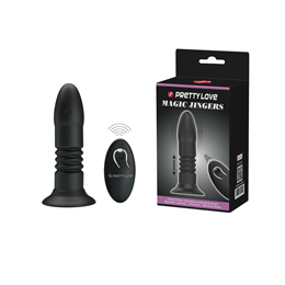 Plug Anal Recarregável em Silicone com Controle Remoto Sem Fio, Função Memória, 4 Modos de Vibração e Movimento Vai e Vem - Pretty Love Magic Jingers | 15 x 3,5 cm