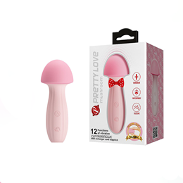 Vibrador com Formato de Cogumelo em Silicone, 12 Modos de Vibração e Recarregável - Pretty Love Mushroom | 13,2 x 4,9 cm