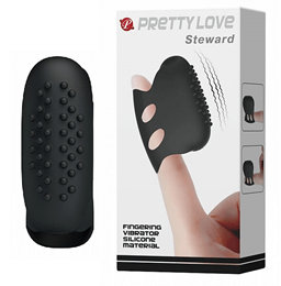 Capa Para Dedo em Silicone com Vibração e Textura Estimuladora - Pretty Love Steward  | 4,8 x 3,5 cm