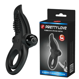 Anel Peniano e Escrotal com Estimulador de Clítoris e 10 Modos de Vibração - Pretty Love Vibrant Penis Ring | 11,8 x 6,4 cm
