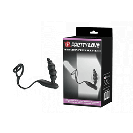 Pretty Love Vibration Penis Sleeve 3 - Plug Anal com Anel para Pênis e Escroto em Silicone com 12 Modos de Vibrações