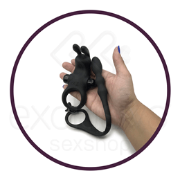 Anel Peniano com Estimulador de Clítoris em Formato de Coelho, Estimulador de Próstata e 10 Níveis de Vibração - Pretty Love Vibration Penis Sleeve V