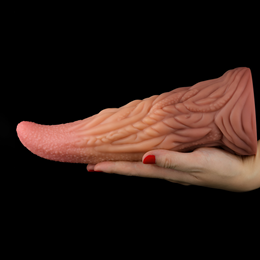Prótese em Formato de Língua Monster em Silicone com Texturas e Ventosa - LoveToy 10" | 23 x 7,4 cm