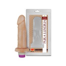 Foto 1 do produto Prótese em Formato de Pênis com Glande Definida, Veias Suaves e Vibração Multivelocidade - Pura Luxúria | 13,5 x 4,2 cm
