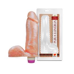 Prótese em Formato de Pênis Realístico Com Escroto, Glande Definida e Vibração - Pura Luxúria - 18 x 4,8 cm | Disponível em 3 Cores