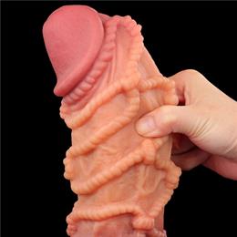 Prótese Peniana Realística em TPE com Corda, Escroto e Ventosa Poderosa - LoveToy | 21,5 x 7,3 cm