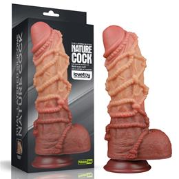 Prótese Peniana Realística em TPE com Corda, Escroto e Ventosa Poderosa - LoveToy | 21,5 x 7,3 cm