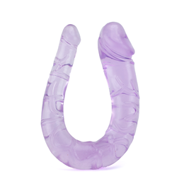 Prótese Peniana Dupla em TPE com Formato "U", Glandes Definidas e Texturas - Double Dong | 38 x 3,8 cm | Disponível em 2 Cores
