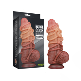 Prótese Peniana Realística em Silicone com Corda, Escroto e Glande, Escroto e Ventosa - LoveToy 9.5" | 16 x 7,6 cm