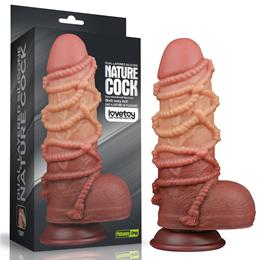 Prótese Peniana Realística em TPE com Corda, Escroto e Ventosa Poderosa - LoveToy | 17,5 x 7,3 cm