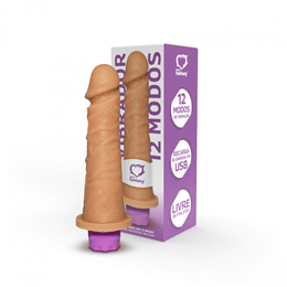 Prótese Peniana Recarregável no Formato de Pênis Realístico com Glande Definida, Veias Salientes e 12 Modos de Vibrações - Sexy Fantasy | 16,5 x 4,7 cm
