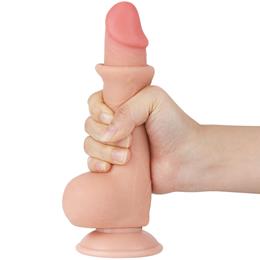 Prótese Peniana em TPE com Escroto, Vertebra e Ventosa Removível - LoveToy Sliding-Slin Dong 7.5'' | 13,2 x 3,6 cm | Disponível em 3 Cores