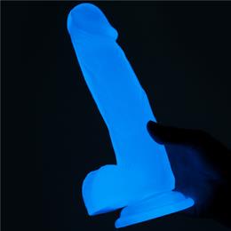 Prótese Peniana em TPE com Ventosa, Escroto e Efeito Fosforescente - LoveToy Lumino Play 7.5 | 16 x 3,8 cm