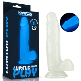 Prótese Peniana em TPE com Ventosa, Escroto e Efeito Fosforescente - LoveToy Lumino Play 7.5 | 16 x 3,8 cm