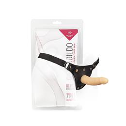 Prótese Realística em Cyberskin com Vértebra Interna e Cinta Peniana Ajustável - CyberDildo 6 | 12,6 x 2,9 cm