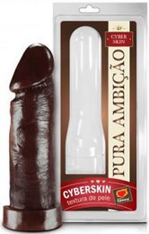 Foto 1 do produto Pura Ambição - Capa Peniana em Formato de Pênis em Cyberskin com Glande e Veias Suaves - 16 x 5 cm | Cor: Chocolate
