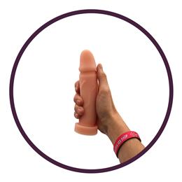 Capa Peniana em Formato de Pênis em CyberSkin com Glande e Veias Suaves - Pura Ambição | 17,5 x 5 cm | Cor: Bege