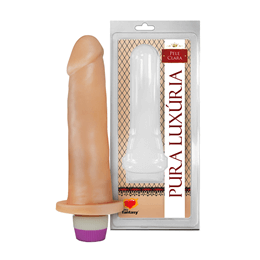 Foto 1 do produto Pura Luxúria - Prótese em Forma de Pênis com Veias Salientes, Glande e Vibração Multivelocidade - 16,5 x 4,8 cm
