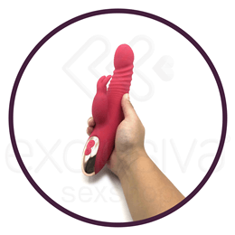 Vibrador de Ponto G com Estimulador Clitoriano em Forma de Coelho Recarregável com 3 Movimentos de Vai e Vem e 8 Modos de Vibração - Libo Rabbit Vibrator | 12,3 x 3,3 cm