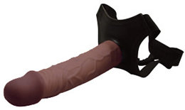 Real Peter - Cinta em Courvin com Prótese em Formato de Pênis Realístico em Silicone sem Vibro - 17,5 x 4 cm | Cor: Marrom