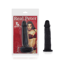 Foto 5 do produto Real Peter - Cinta em Courvin com Prótese em Formato de Pênis Realístico em Silicone sem Vibro - 18 x 3,5 cm | Cor: Preto