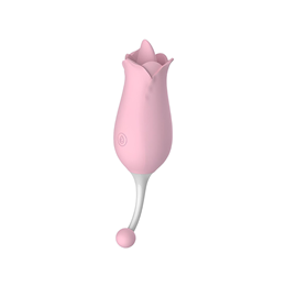 Bullet em Silicone no Formato de Rosa com Linguinha, 10 Modos de Vibração e Recarregável - S-Hande Dora | 16,2 x 4,4 cm