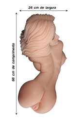 Foto 4 do produto Masturbador em Cyberskin com Forma de Corpo Feminino com 3 Canais Penetráveis - Senina Sexual Doll | 66 x 26 cm