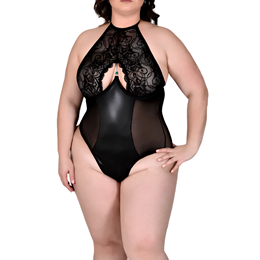 Body Halter Neck Plus Size em Renda, Tule e Lycra - Sensualle | Tamanho Único
