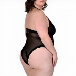 Body em Lycra e Tule com Transparência - Sensualle | Tamanho Plus Size