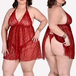Camisola em Tule e Renda e Abertura nas Costas - Sensualle | Plus Size | Disponível em 3 Cores