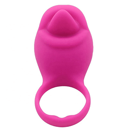Foto 3 do produto Silicone Love Ring Tongue - Anel Peniano com Estimulador de Clítoris em Silicone com 10 Modos de Vibrações | Cor: Rosa