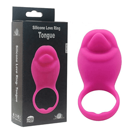 Foto 1 do produto Silicone Love Ring Tongue - Anel Peniano com Estimulador de Clítoris em Silicone com 10 Modos de Vibrações | Cor: Rosa