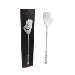 Chibata Feita em Aço com Cabo Anatômico e Mão Sorridente - Spanking Paddle | 43,3 cm