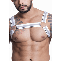 Steves Designer - Arreio Harness Feito em Elástico Tricolor e Argolas