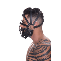 Steves Designer - Máscara Para Práticas Fetichistas em Couro Legítimo com Botões