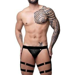 Steves Designer SD Clothing - Cueca Jockstrap com Ligas - Tamanho Único