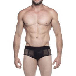 Steves Designer - Sungão em Arrastão e Tule Frontal com Transparência - Tamanho Único