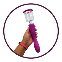 Vibrador Estimulador de Ponto G e Sugador de Clítoris e Mamilos, Possui 7 Modos de Vibrações e 3 Intensidades de Sucção - Sugator 1 Intt Toys | 29 x  4 cm | Disponível em 2 Cores