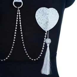 Nipples para os Seios de Luxo com Coleira em PU, Corrente e Strass - Pleasure Dreams